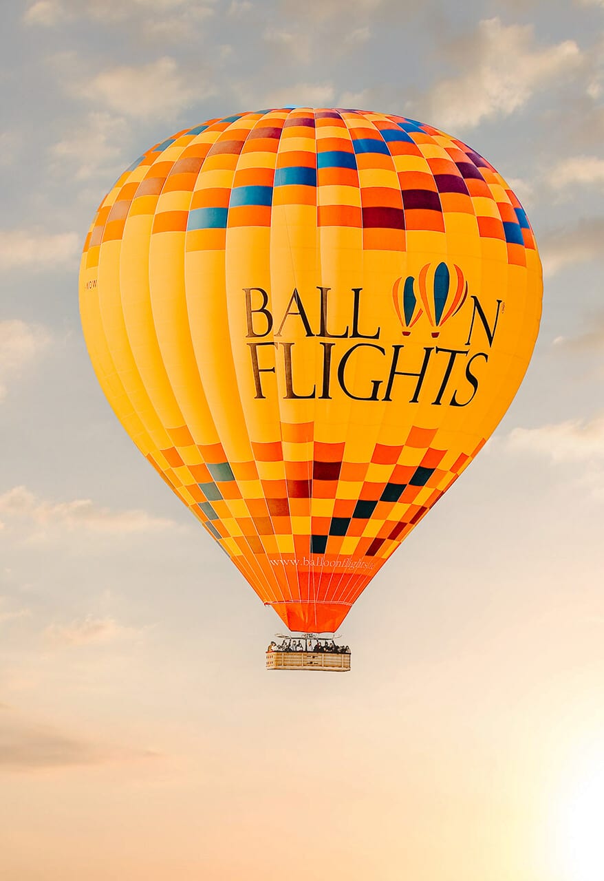 Flying in sunset in Hot Air Balloon flights