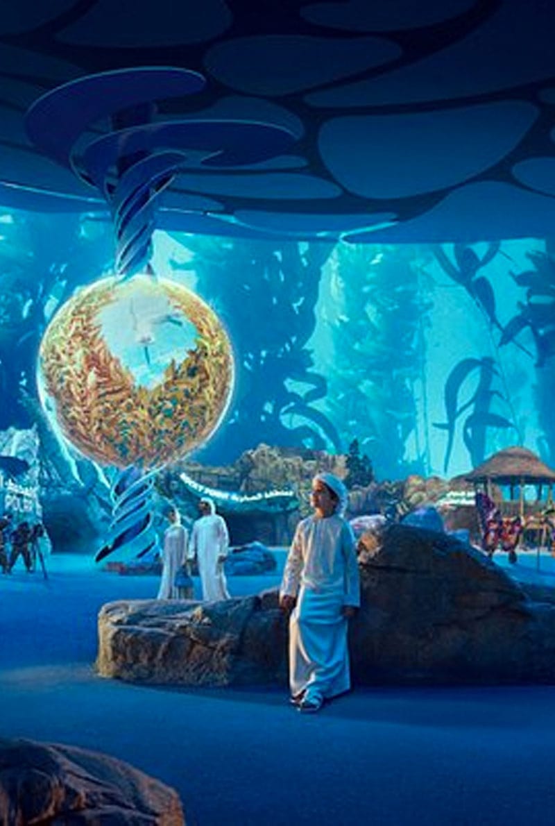 A large number of sea creatures inside SeaWorld Abu Dhabi