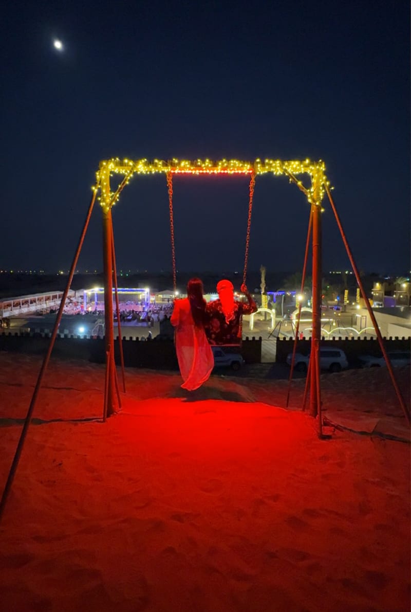 A swing in the middle of desert safari