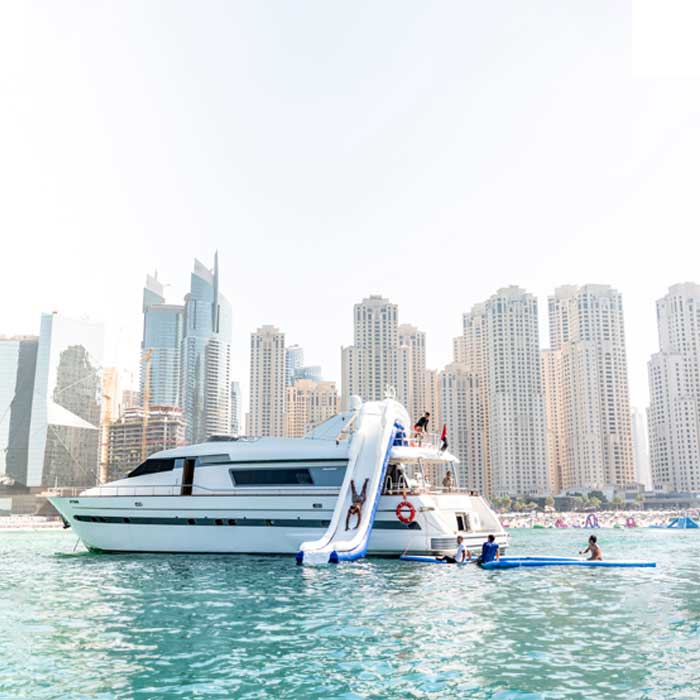 Sharing Dubai luxury yacht with Extended Burj Coastline