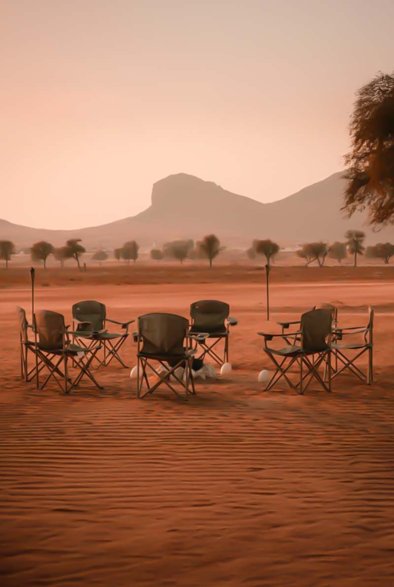 Sunset at Mount Faya | Premium Desert Lounge Experience