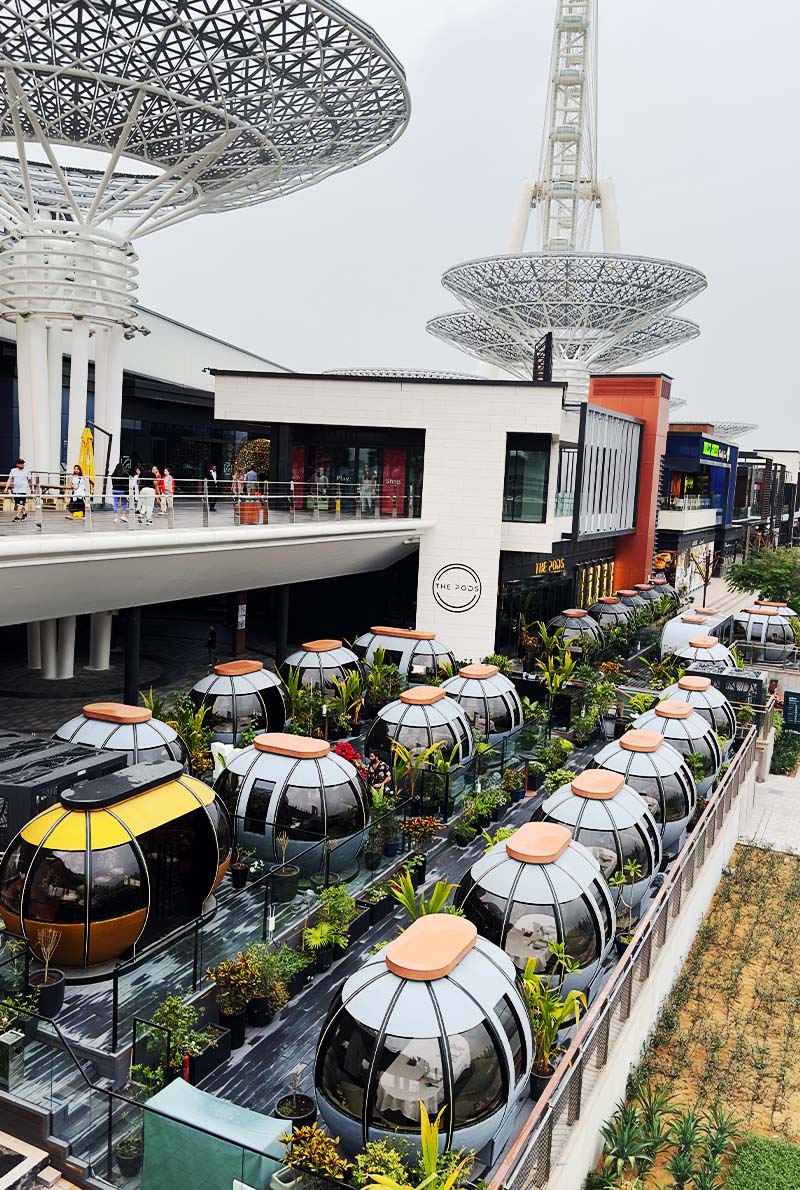 Aerial View of the pods dubai restaurant marina