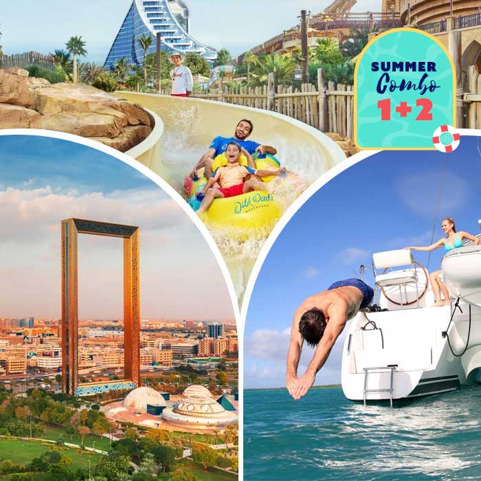 Wild Wadi Waterpark + Dubai Frame + 3 hours Yacht to Swim, Tan & Sightseeing